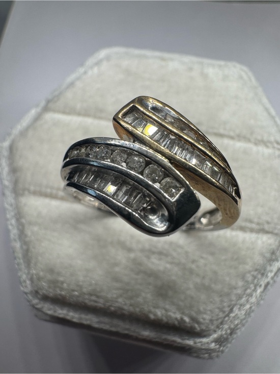 Jewelry - Vintage 14K 585 Two Tone Yellow & White Gold Natural Diamond Ring 4.3g Size 7
